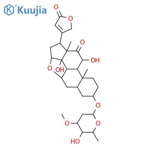 3-[(2,6-dideoxy-3-O-methylhexopyranosyl)oxy]-11,14-dihydroxy-12-oxo-7,15-epoxycard-20(22)-enolide structure