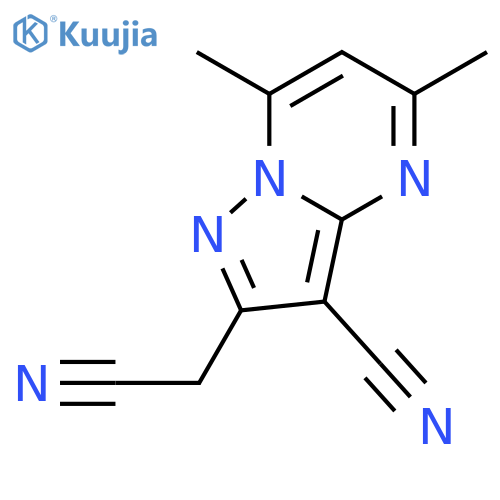 2-(cyanomethyl)-5,7-dimethylpyrazolo[1,5-a]pyrimidine-3-carbonitrile structure