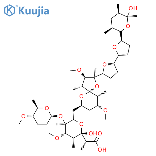 2H-Pyran-2-acetic acid,6-[[(2R,3R,4R,5S,7S,9R,10R)-3,9-dimethoxy-2,4,10-trimethyl-2-[(2S,2'R,5R,5'R)-octahydro-5'-[(2S,3S,5R,6S)-tetrahydro-6-hydroxy-3,5,6-trimethyl-2H-pyran-2-yl][2,2'-bifuran]-5-yl]-1,6-dioxaspiro[4.5]dec-7-yl]methyl]tetrahydro-2-hydroxy-4-methoxy-a,3,5-trimethyl-5-[[(2S,5S,6R)-tetrahydro-5-methoxy-6-methyl-2H-pyran-2-yl]oxy]-,(aR,2S,3S,4S,5S,6S)- structure