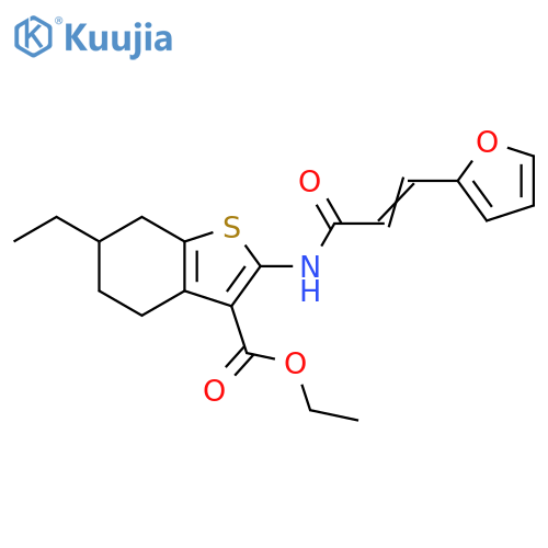ethyl 6-ethyl-2-(2E)-3-(furan-2-yl)prop-2-enamido-4,5,6,7-tetrahydro-1-benzothiophene-3-carboxylate structure