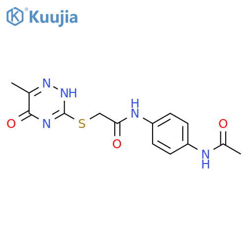 N-(4-acetamidophenyl)-2-(6-methyl-5-oxo-4,5-dihydro-1,2,4-triazin-3-yl)sulfanylacetamide structure