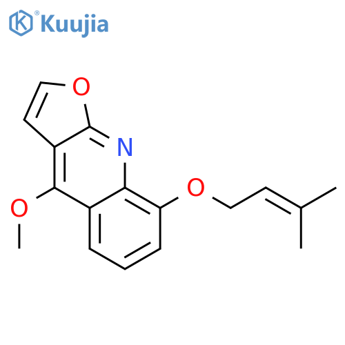 4-methoxy-8-(3-methyl-but-2-enyloxy)-furo[2,3-b]quinoline structure
