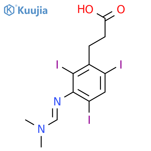 3-(3-{(dimethylamino)methylideneamino}-2,4,6-triiodophenyl)propanoic acid structure