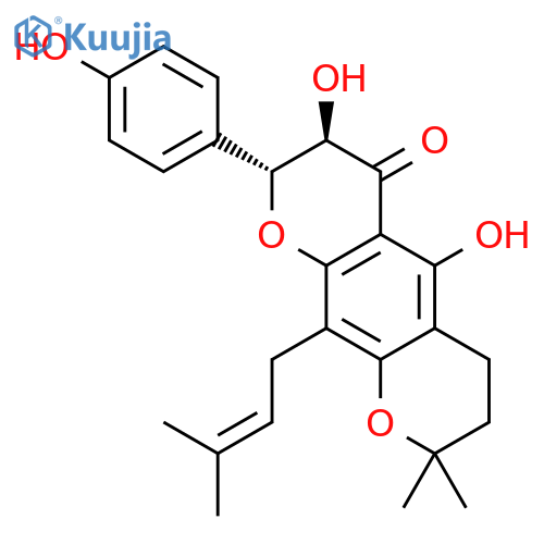 2H,6H-Benzo[1,2-b:5,4-b']dipyran-6-one,7,8-dihydro-5,7-dihydroxy-8-(4-hydroxyphenyl)-2,2-dimethyl-10-(3-methyl-2-butenyl)-,(7R,8R)- (9CI) structure