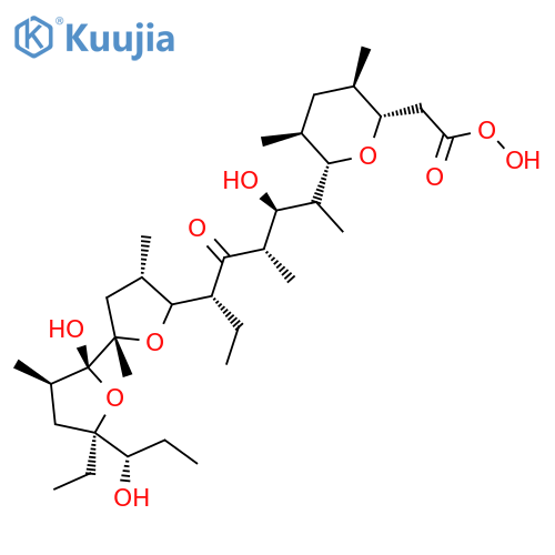 2H-Pyran-2-acetic acid,6-[(1S,2S,3S,5R)-5-[(2S,2'R,3'R,4S,5S,5'R)-5'-ethyloctahydro-2'-hydroxy-5'-[(1S)-1-hydroxypropyl]-2,3',4-trimethyl[2,2'-bifuran]-5-yl]-2-hydroxy-1,3-dimethyl-4-oxoheptyl]tetrahydro-2-hydroxy-3,5-dimethyl-,(2S,3R,5S,6S)- structure
