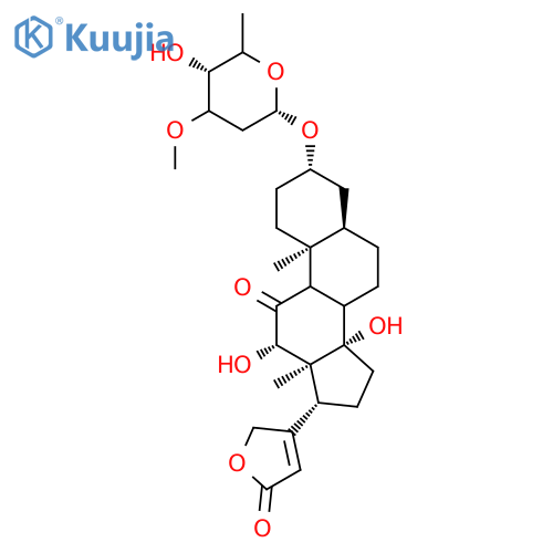 12beta,14-dihydroxy-3beta-(O3-methyl-alpha-L-arabino-2,6-dideoxy-hexopyranosyloxy)-11-oxo-5beta,14beta-card-20(22)-enolide structure