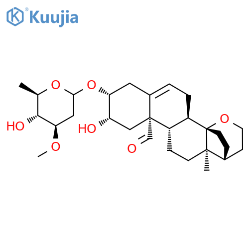 3beta-[(2,6-dideoxy-3-O-methyl-D-arabino-hexopyranosyl)oxy]-14beta,21-epoxy-2beta-hydroxypregn-5-en-19-al structure