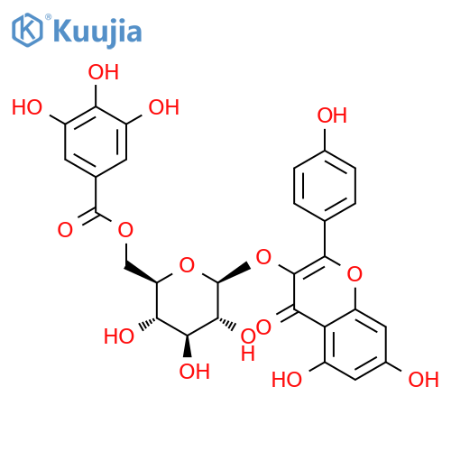 4H-1-Benzopyran-4-one,5,7-dihydroxy-2-(4-hydroxyphenyl)-3-[[6-O-(3,4,5-trihydroxybenzoyl)-b-D-glucopyranosyl]oxy]- structure