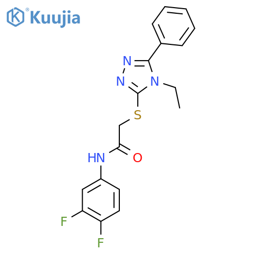 N-(3,4-Difluorophenyl)-2-[(4-ethyl-5-phenyl-4H-1,2,4-triazol-3-yl)sulfanyl]acetamide structure