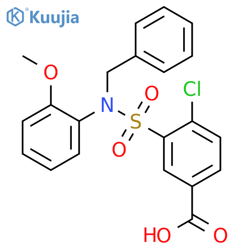 3-benzyl(2-methoxyphenyl)sulfamoyl-4-chlorobenzoic acid structure