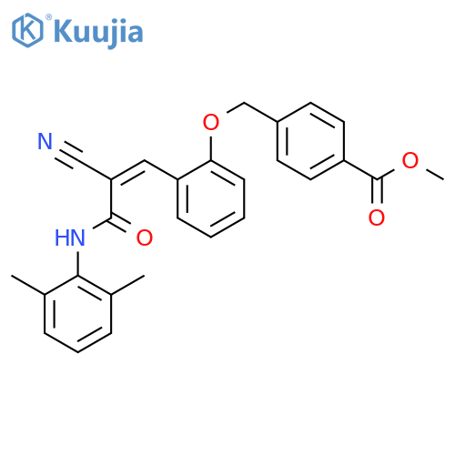 Methyl 4-[(2-{2-cyano-2-[(2,6-dimethylphenyl)carbamoyl]eth-1-en-1-yl}phenoxy)methyl]benzoate structure