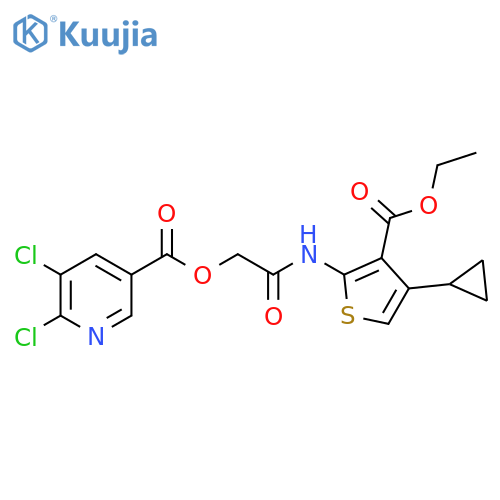 {[4-Cyclopropyl-3-(ethoxycarbonyl)thiophen-2-yl]carbamoyl}methyl 5,6-dichloropyridine-3-carboxylate structure