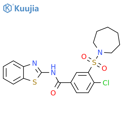 3-(azepane-1-sulfonyl)-N-(1,3-benzothiazol-2-yl)-4-chlorobenzamide structure