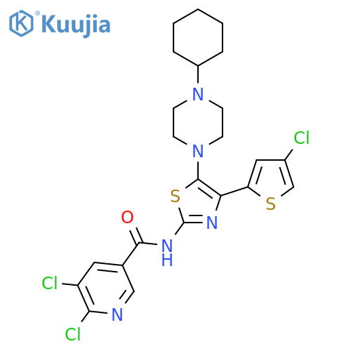 5,6-Dichloro-N-(4-(4-chlorothiophen-2-yl)-5-(4-cyclohexylpiperazin-1-yl)thiazol-2-yl)nicotinamide structure