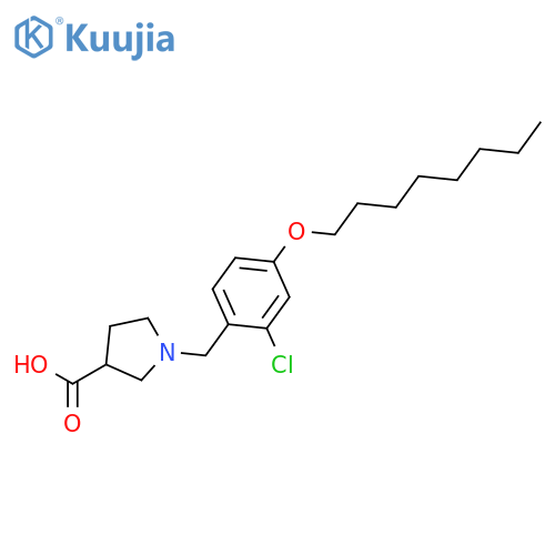 3-Pyrrolidinecarboxylic acid, 1-[[2-chloro-4-(octyloxy)phenyl]methyl]- structure