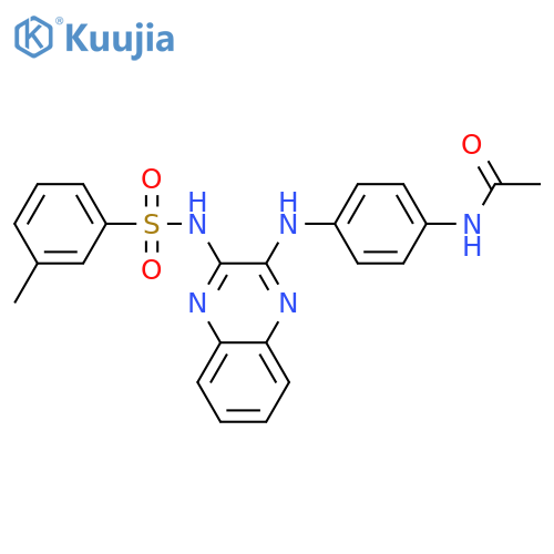 N-(4-{3-(3-methylbenzenesulfonamido)quinoxalin-2-ylamino}phenyl)acetamide structure