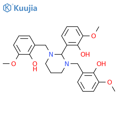 2-[[2-(2-hydroxy-3-methoxyphenyl)-3-[(2-hydroxy-3-methoxyphenyl)methyl]-1,3-diazinan-1-yl]methyl]-6-methoxyphenol structure