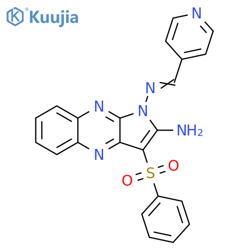 (1E)-3-(benzenesulfonyl)-N1-(pyridin-4-yl)methylidene-1H-pyrrolo2,3-bquinoxaline-1,2-diamine structure