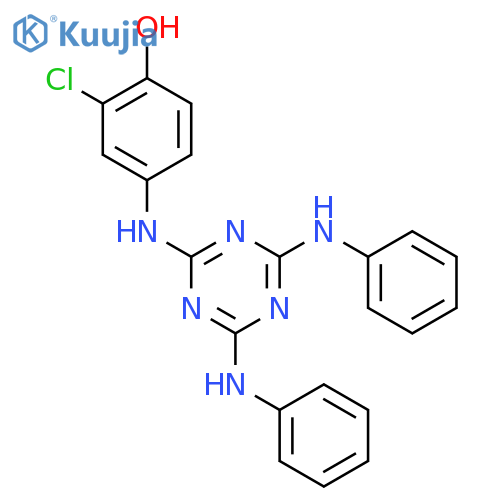 PHENOL, 4-[[4,6-BIS(PHENYLAMINO)-1,3,5-TRIAZIN-2-YL]AMINO]-2-CHLORO- structure