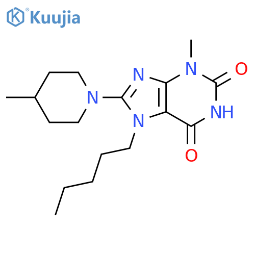 3-methyl-8-(4-methylpiperidin-1-yl)-7-pentyl-2,3,6,7-tetrahydro-1H-purine-2,6-dione structure