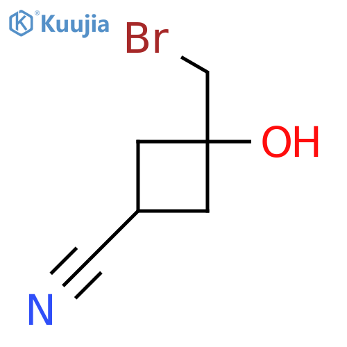 trans-3-(bromomethyl)-3-hydroxycyclobutane-1-carbonitrile structure