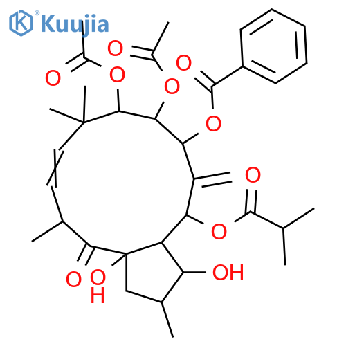 3,5,7,8,9,15-Hexahydroxy-6(17),11-jatrophadien-14-one; (2β,3β,5α,7β,8α,9α,11E,13β,15β)-form, 7-Benzoyl, 5-O-(2-methylpropanoyl), 8,9-di-Ac structure