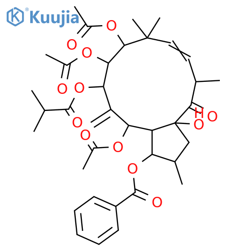 3,5,7,8,9,15-Hexahydroxy-6(17),11-jatrophadien-14-one; (2β,3β,5α,7β,8α,9α,11E,13β,15β)-form, 3-Benzoyl, 7-O-(2-methylpropanoyl), 5,8,9-tri-Ac structure