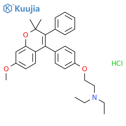 N,N-diethyl-2-[4-(7-methoxy-2,2-dimethyl-3-phenyl-2H-chromen-4-yl)phenoxy]ethanamine hydrochloride structure