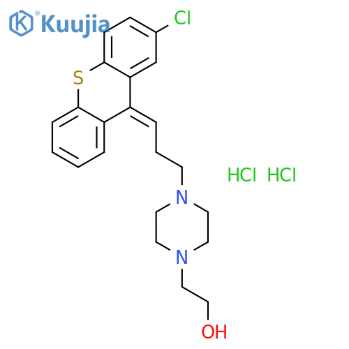 (Z)-4-[3-(2-chloro-9H-thioxanthen-9-ylidene)propyl]piperazine-1-ethanol dihydrochloride structure