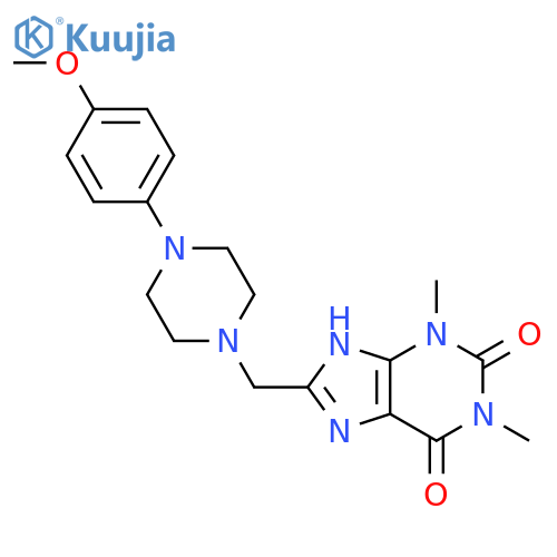 8-{4-(4-methoxyphenyl)piperazin-1-ylmethyl}-1,3-dimethyl-2,3,6,7-tetrahydro-1H-purine-2,6-dione structure
