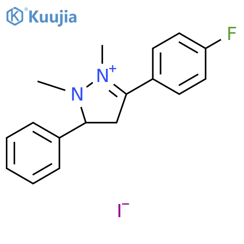 1H-Pyrazolium, 3-(4-fluorophenyl)-4,5-dihydro-1,2-dimethyl-5-phenyl-, iodide (1:1) structure