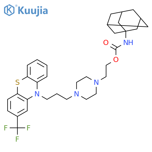 2-(4-{3-[2-(trifluoromethyl)-10H-phenothiazin-10-yl]propyl}piperazin-1-yl)ethyl tricyclo[3.3.1.1~3,7~]dec-1-ylcarbamate structure