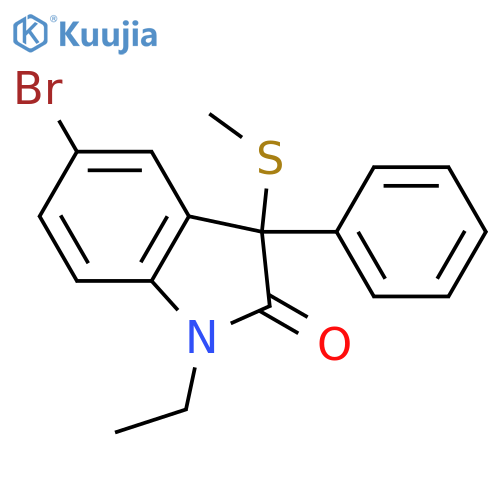 2H-INDOL-2-ONE, 5-BROMO-1-ETHYL-1,3-DIHYDRO-3-(METHYLTHIO)-3-PHENYL- structure