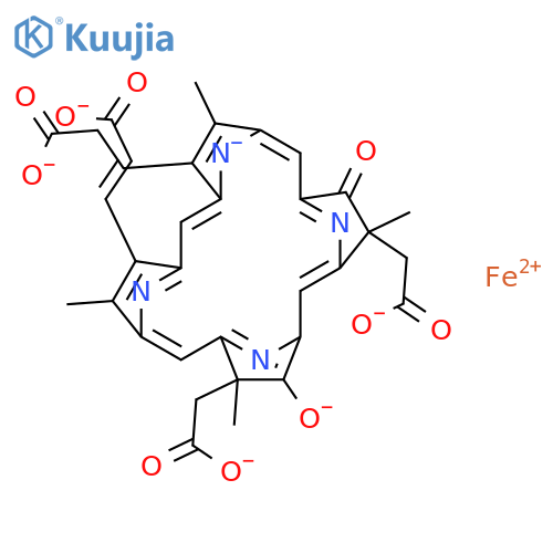 Ferrate(4-),[(12R,17R)-7-[(1E)-2-carboxyethenyl]-3-(2-carboxyethyl)-12,13,17,18-tetrahydro-2,8,12,17-tetramethyl-13,18-dioxo-21H,22H-porphine-12,17-diacetato(6-)-kN21,kN22,kN23,kN24]-, hydrogen (1:4), (SP-4-4)- structure