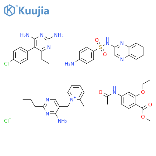 Pyridinium,1-[(4-amino-2-propyl-5- pyrimidinyl)methyl]-2-methyl-,chloride,mixt. with 4-amino-N-2-quinoxalinylbenzenesulfonamide,5-(4-chlorophenyl)-6-ethyl-2,4- pyrimidinediamine and methyl 4-(acetylamino)-2-ethoxybenzoate structure