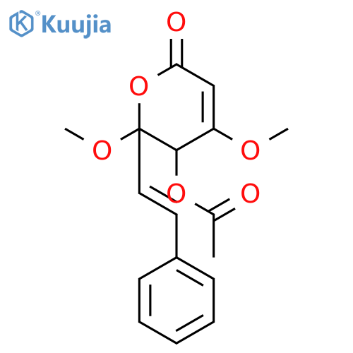 (2S,3S)-2,4-dimethoxy-6-oxo-2-[(E)-2-phenylethenyl]-3,6-dihydro-2H-pyran-3-yl acetate structure