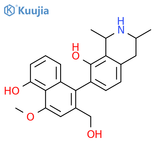 (1R,3R)-7-[5-hydroxy-2-(hydroxymethyl)-4-methoxynaphthalen-1-yl]-1,3-dimethyl-1,2,3,4-tetrahydroisoquinolin-8-ol structure