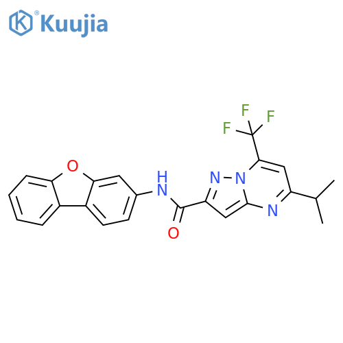 Pyrazolo[1,5-a]pyrimidine-2-carboxamide, N-dibenzofuran-3-yl-5-(1-methylethyl)-7-(trifluoromethyl)- (9CI) structure