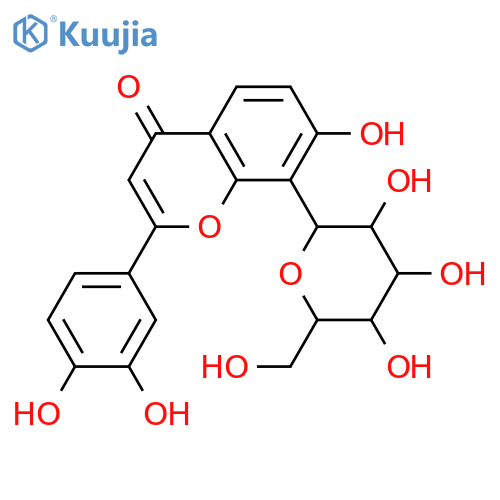 8-C-β-D-Glucopyranosyl-3',4',7-trihydroxyflavone structure