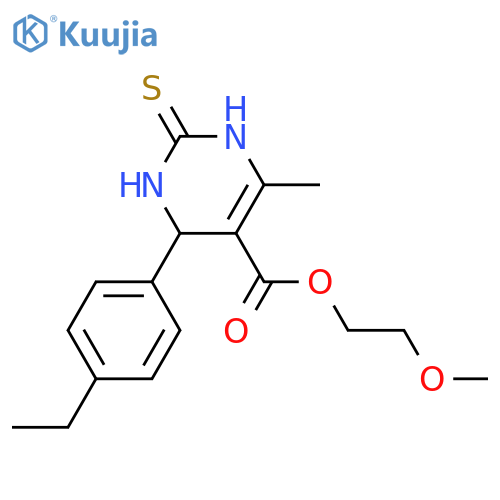 2-methoxyethyl 4-(4-ethylphenyl)-6-methyl-2-sulfanylidene-1,2,3,4-tetrahydropyrimidine-5-carboxylate structure