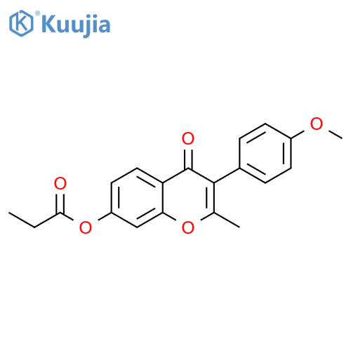 4H-1-Benzopyran-4-one, 3-(4-methoxyphenyl)-2-methyl-7-(1-oxopropoxy)- structure