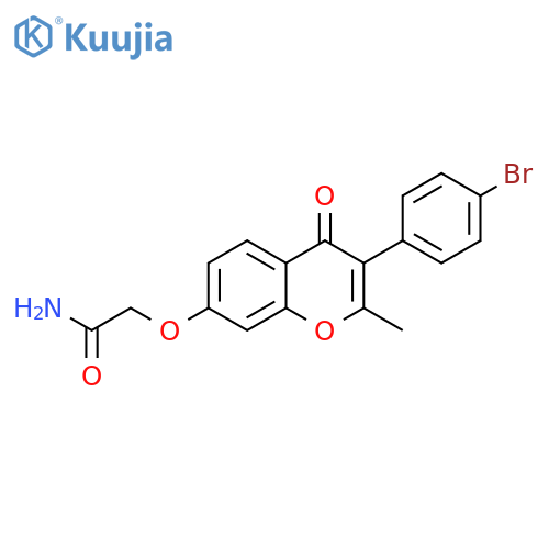 2-{3-(4-bromophenyl)-2-methyl-4-oxo-4H-chromen-7-yloxy}acetamide structure