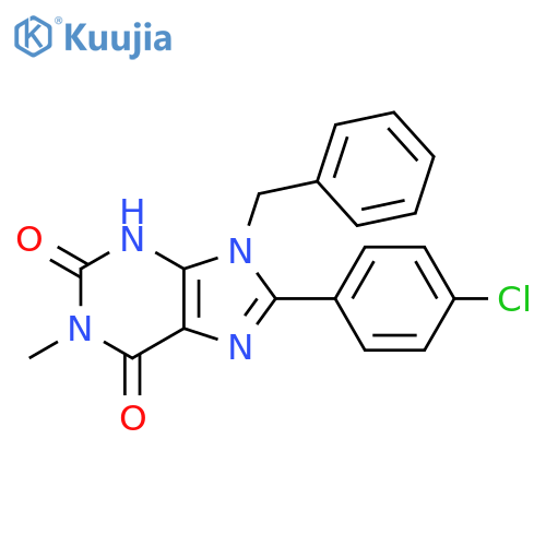 9-benzyl-8-(4-chlorophenyl)-1-methyl-3,9-dihydro-1H-purine-2,6-dione structure