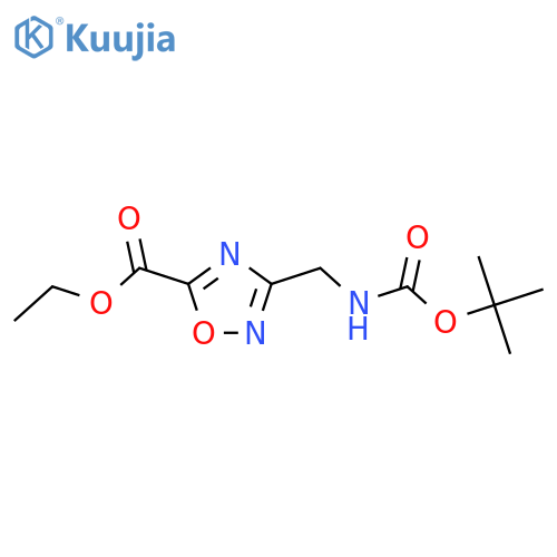 ethyl 3-({(tert-butoxy)carbonylamino}methyl)-1,2,4-oxadiazole-5-carboxylate structure
