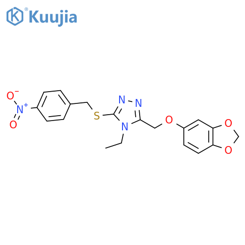 3-(2H-1,3-benzodioxol-5-yloxy)methyl-4-ethyl-5-{(4-nitrophenyl)methylsulfanyl}-4H-1,2,4-triazole structure