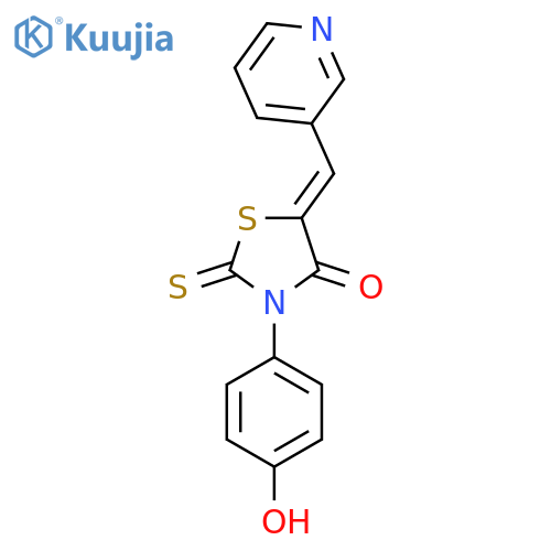 (5Z)-3-(4-hydroxyphenyl)-5-(pyridin-3-yl)methylidene-2-sulfanylidene-1,3-thiazolidin-4-one structure