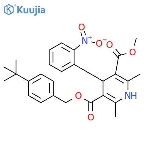 3,5-Pyridinedicarboxylic acid, 1,4-dihydro-2,6-dimethyl-4-(2-nitrophenyl)-, 3-[[4-(1,1-dimethylethyl)phenyl]methyl] 5-methyl ester structure
