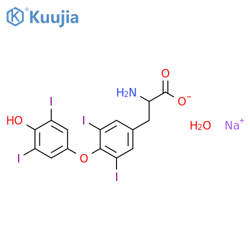 sodium (2S)-2-amino-3-[4-(4-hydroxy-3,5-diiodophenoxy)-3,5-diiodophenyl]propanoate hydrate (1:1:1) structure