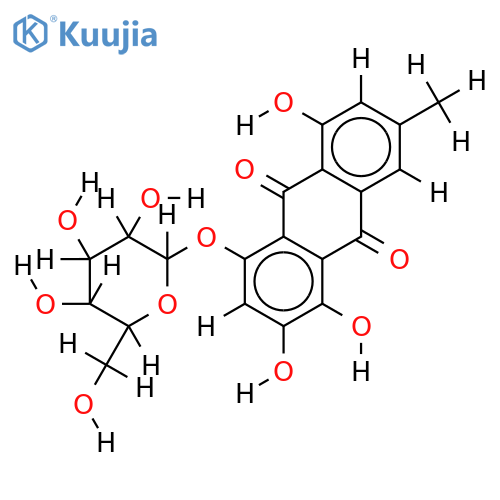 1,5,6-trihydroxy-3-methyl-anthraquinone-8-alpha-L-glucoside structure