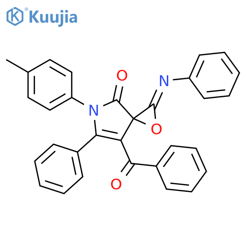 1-Oxa-5-azaspiro[2.4]hept-6-en-4-one,7-benzoyl-5-(4-methylphenyl)-6-phenyl-2-(phenylimino)- structure